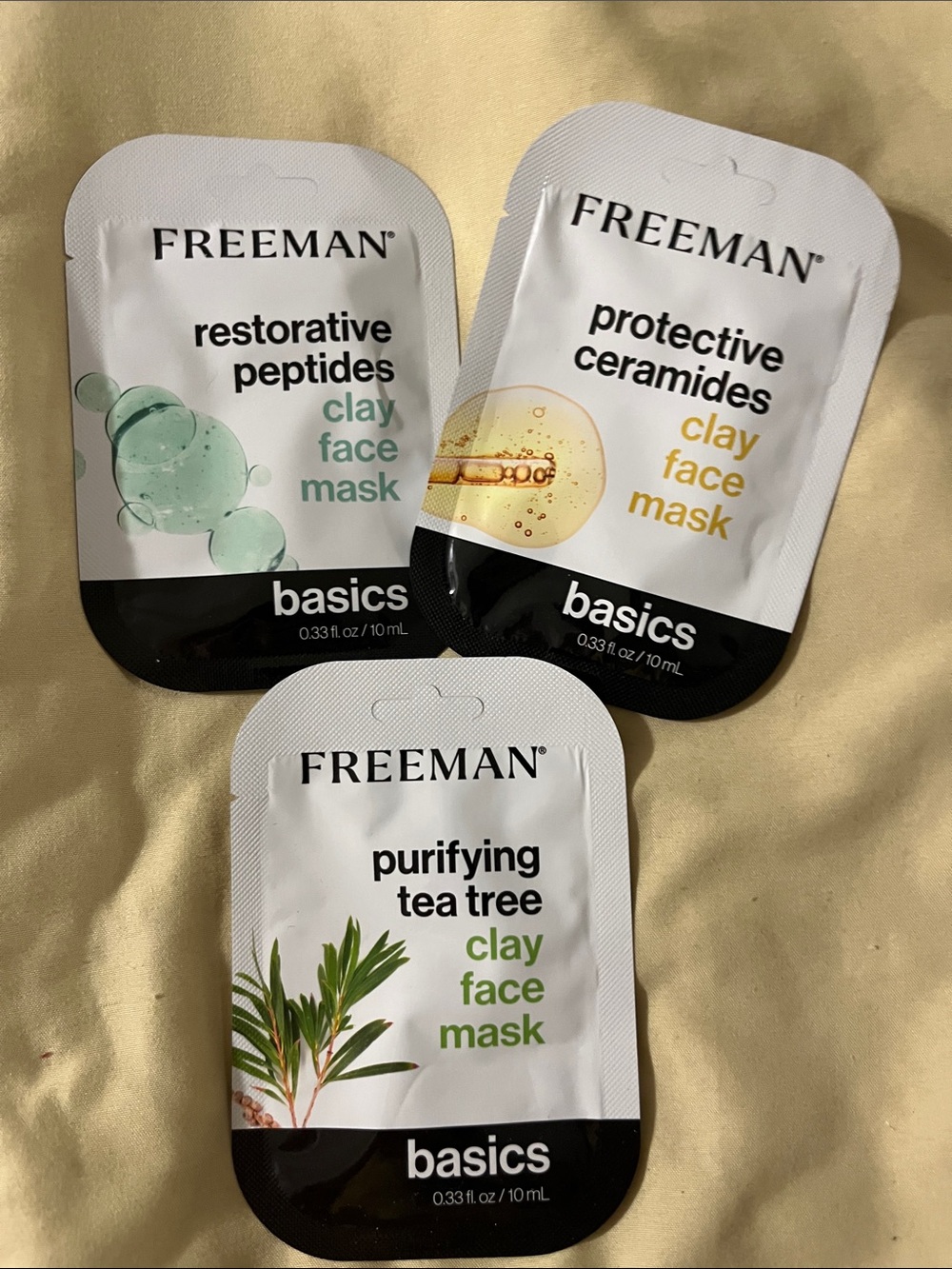 Freeman Basics Clay Face Mask Trio - restorative peptides, protective ceramides,